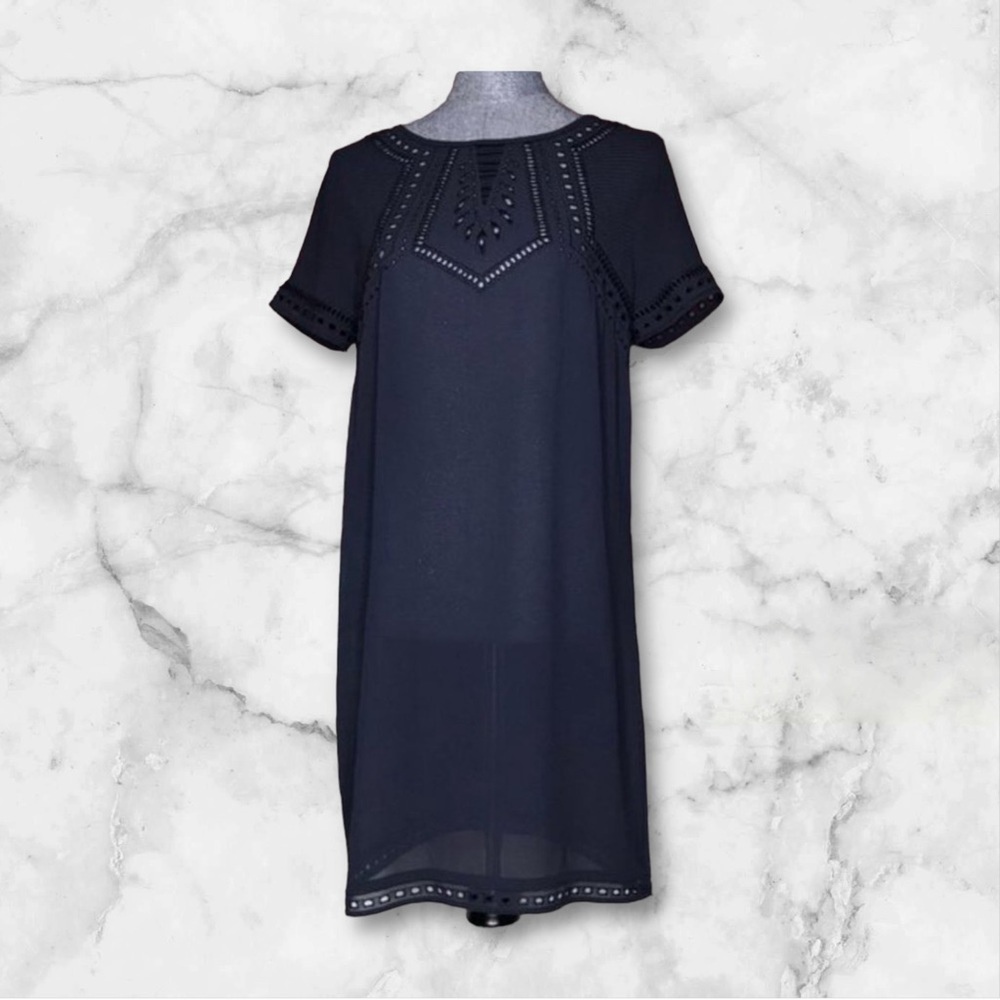 H & M Eyelet & Embroidered Swim Coverup in Navy Blue Size 8 H&M